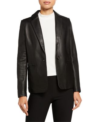 Vince + Fitted Leather Blazer