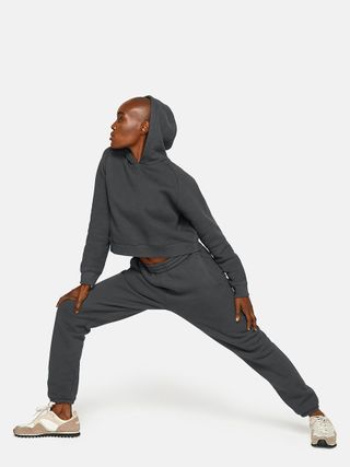 Outdoor Voices + Nimbus Cotton Cropped Hoodie in Basalt