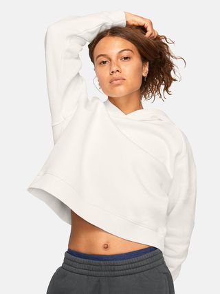 Outdoor Voices + Nimbus Cotton Cropped Hoodie in Blanco