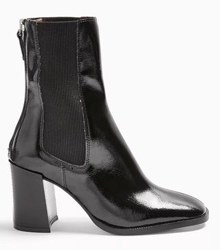 Topshop + Considered Verona Vegan Black Patent Chelsea Boots