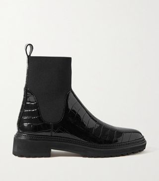 Loeffler Randall + Bridget Croc-Effect Patent-Leather Chelsea Boots