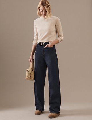 Marks & Spencer + Luxury High Waisted Wide Leg Jeans