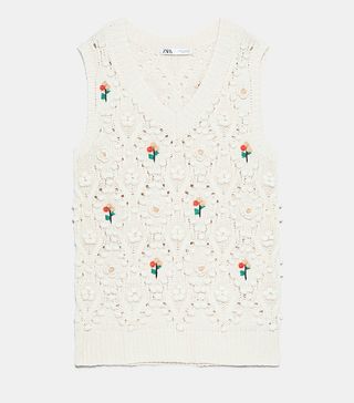 Zara + Floral Knit Vest