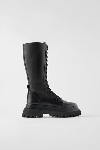Zara + Lug Sole Leather Boots