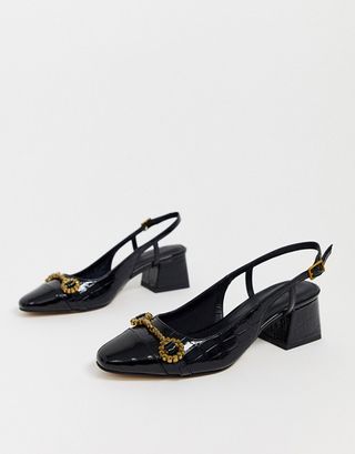 ASOS + Shadow Mid-Heeled Loafers