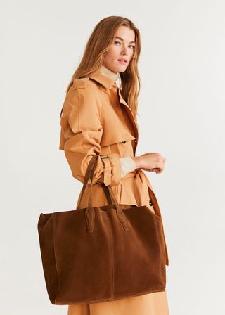 Mango + Leather Shopper Bag