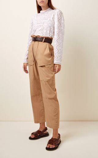 Sea + Belted Cropped Cotton-Twill Straight-Leg Pants
