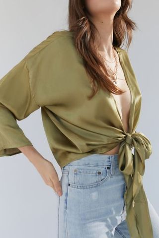 Urban Outfitters + UO Nicole Satin Tie-Front Top