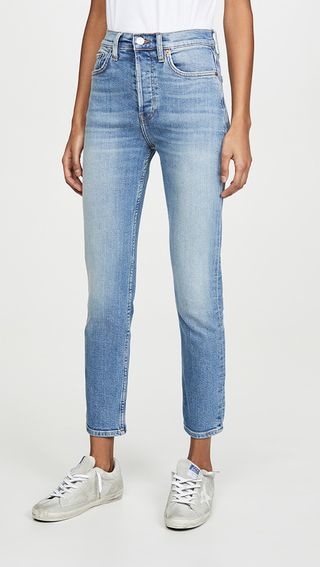 RE/DONE + High Rise Ankle Crop Jeans