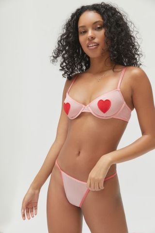 Out From Under + Heart Applique Demi Bra