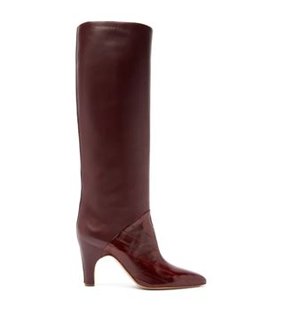 Gabriela Hearst + Rimbaud Patent-Leather Panel Knee-High Boots