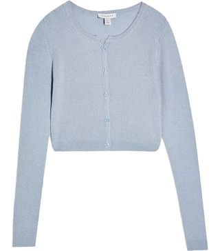 Topshop + Pale Blue Button Through Knitted Cardigan