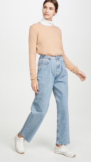 Agolde + Mid Rise Pleated Baggy Jeans