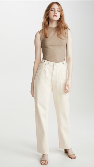 Agolde + Baggy Mid-Rise Pleated Oversize Jeans