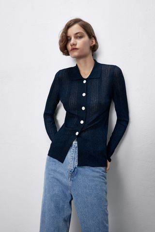 Zara + Sweater With Metallic Thread