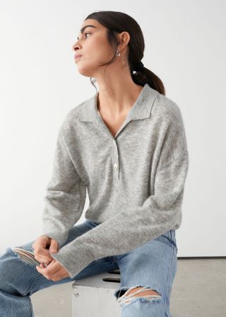 & Other Stories + Collared Wool Blend Melangé Sweater