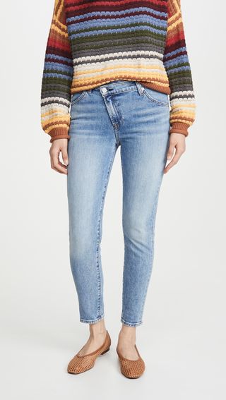 7 For All Mankind + Asymmetric Front Skinny Jeans