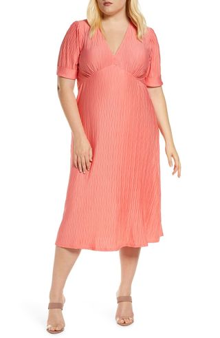 Eloquii + Textured Empire Waist Midi Dress