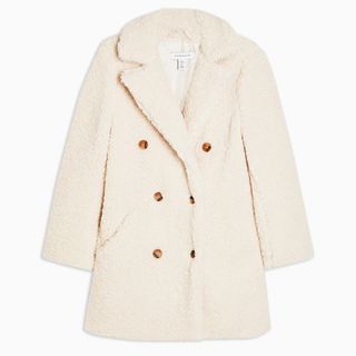 Topshop + Cream Borg Pea Coat