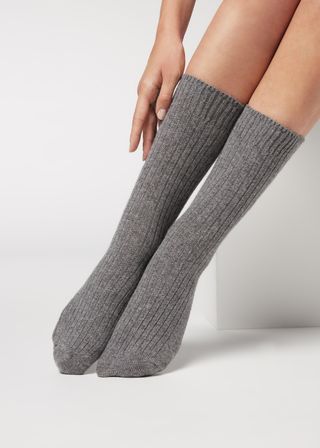 Calzedonia + Short Ribbed Socks With Wool and Cashmere