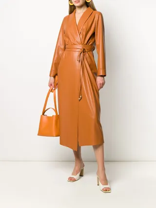 Nanushka + Emery Vegan Leather Wrap Dress