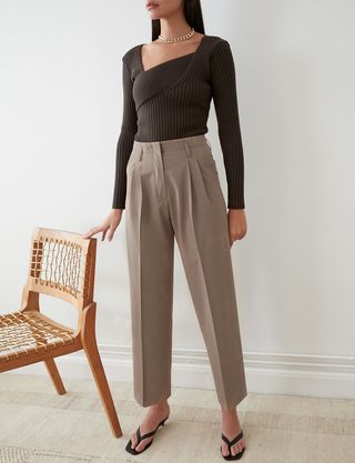 Pixie Market + Scout Taupe Trousers