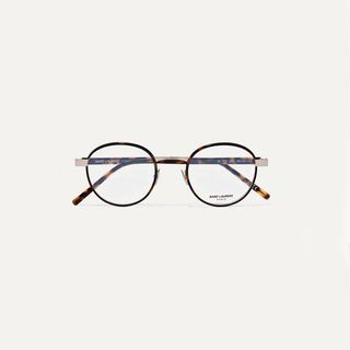 Saint Laurent + Round-Frame Tortoiseshell Acetate and Silver-Tone Glasses