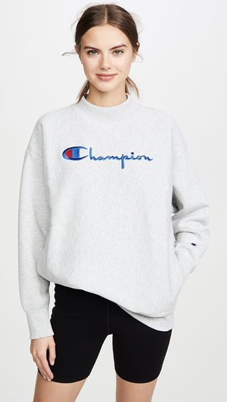 Champion + Big Script Oversize Crew Neck Sweatshirt