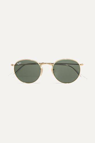 Ray-Ban + Round-Frame Gold-Tone Sunglasses