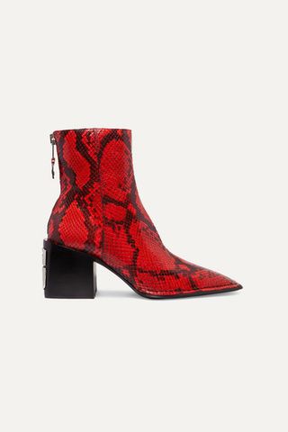 Alexander Wang + Parker Snake-Effect Leather Ankle Boots