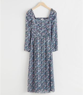 & Other Stories + Square Neck Floral Midi Dress
