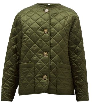 Burberry + Quilted Logo-Jacquard Twill Jacket