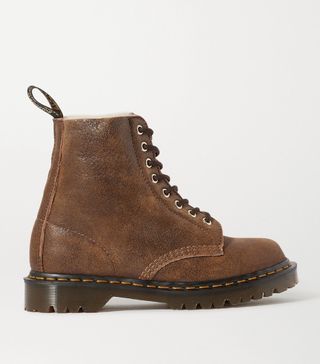 Dr Martens + 1460 Pascal Shearling-Lined Textured-Leather Ankle Boots