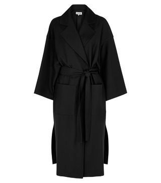 Loewe + Black Oversized Wool-Twill Coat
