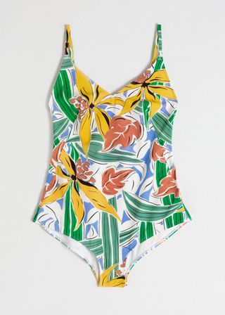 & Other Stories + Low Cut Tropical Swimsuit