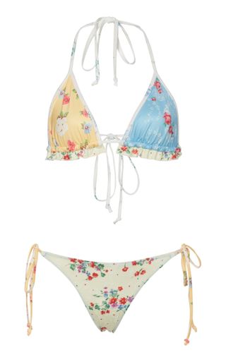 LoveShackFancy + Riviera Floral-Print Bikini Set