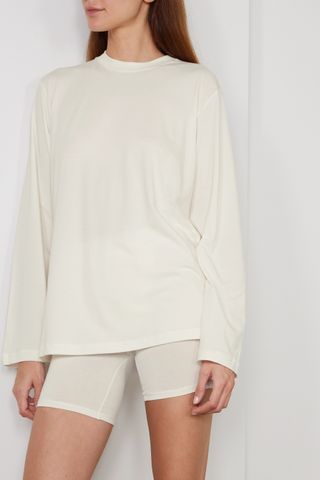 Skims + Boyfriend Stretch-Modal and Cotton-Blend Jersey T-Shirt in Marble