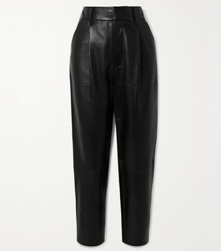 Anine Bing + Becky Cropped Leather Straight-Leg Pants