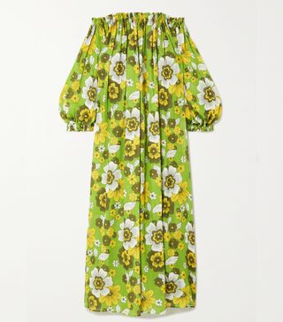 Dodo Bar Or + Julie Off-the-Shoulder Gathered Floral-Print Cotton-Voile Maxi Dress