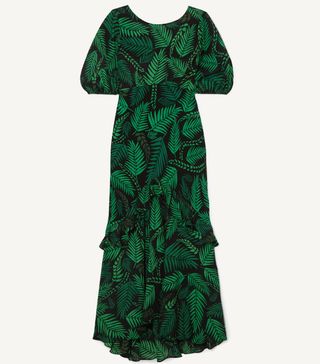 Rixo + Cheryl Ruffled Printed Silk Crepe de Chine Midi Dress
