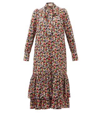 Le DoubleJ + Good Witch Floral-Print Silk Crepe Dress