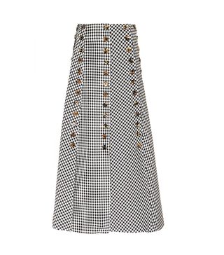 A.W.A.K.E Mode + Gingham Paneled Woven-Cotton Maxi Skirt