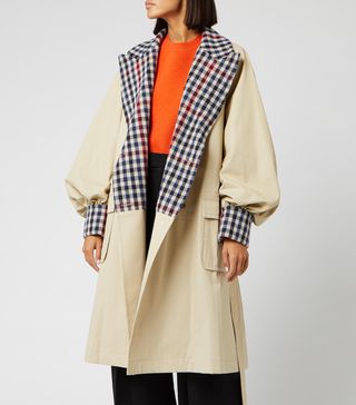 JW Anderson + Trench Coat With Check Contrast