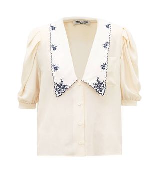 Miu Miu + Exaggerated-Collar Silk Blouse