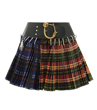 Chopova Lowena + Pleated Tartan-Check Wool-Blend Mini Skirt