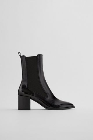 Zara + Stretch Fabric Chunky Heeled Ankle Boots