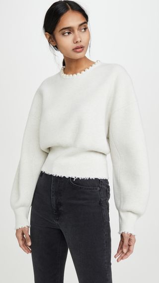 Alexander Wang + Pullover with Imitation Pearl Necklace