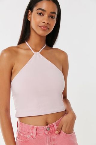 Urban Outfitters + UO Racer Y-Neck Halter Cropped Top