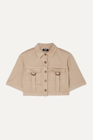 Balmain + Cropped Cotton-Blend Drill Shirt