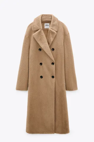 Zara + Faux Fur Wrap Coat